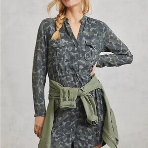 Anthropologie Green Long Sleeve Dress